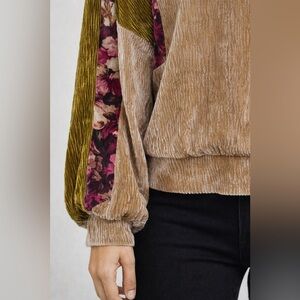 THML Gold Velvet patch work Top